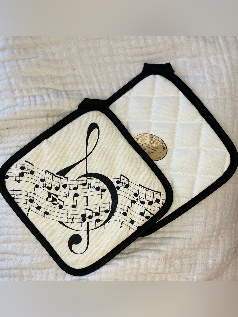 Treble Clef Music Note Pot Holders by Woodchips Designers Martha's Vineyard
